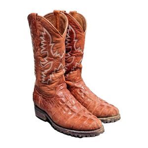 El Presidente Gold Collection Caiman Belly Cowboy Boots Men’s 9 MX Exotic Leathe